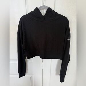 ALO Yoga Black Ribbed Knit Top